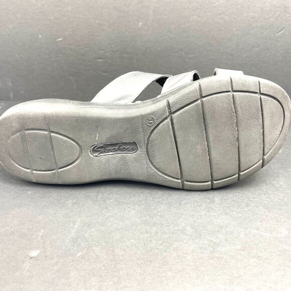 Skechers Women’s Luxe Foam Sandals Metallic Grey Slip-On Comfort Shoes Size 7 - Picture 8 of 8